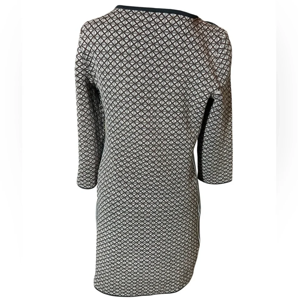 Tory Burch - Brown & Black Diamond Knit Dress W/ Black Trim Size Small Petite